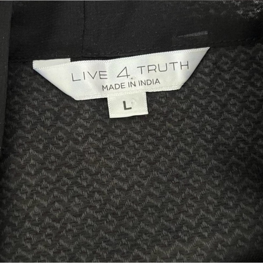NWT Live 4 Truth Black Sheer Blouse. SIZE FEETS M-L .NWT - Picture 5 of 6